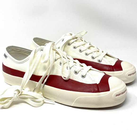 Converse Men's JACK Purcell PRO P Egret Red Canvas Low Top Sneakers Size 169007C